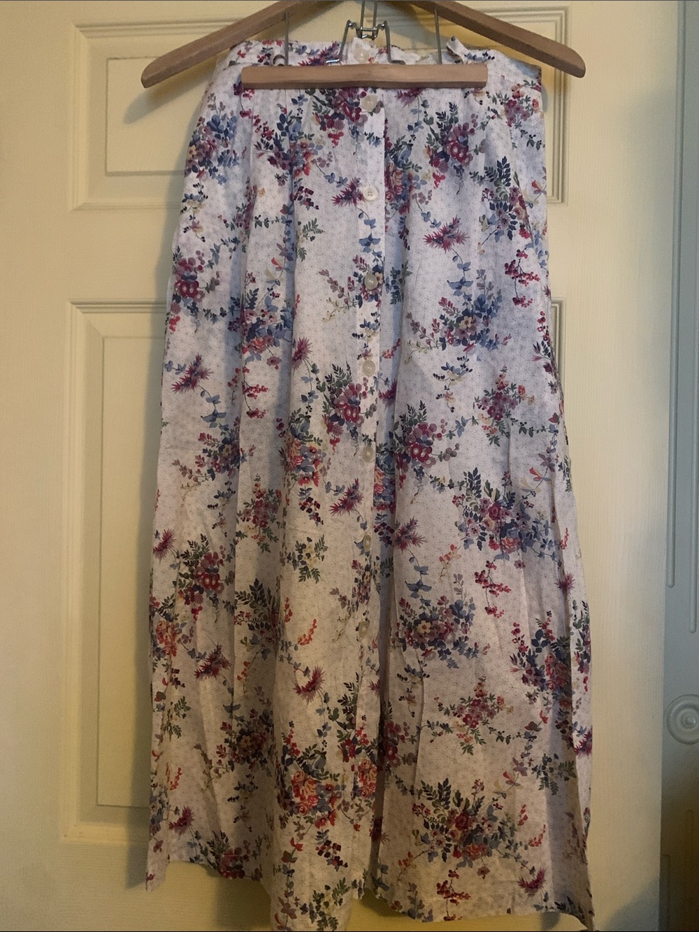 Vintage 80s Tilley Liberty of London Floral Cotton Skirt Cottagecore Button